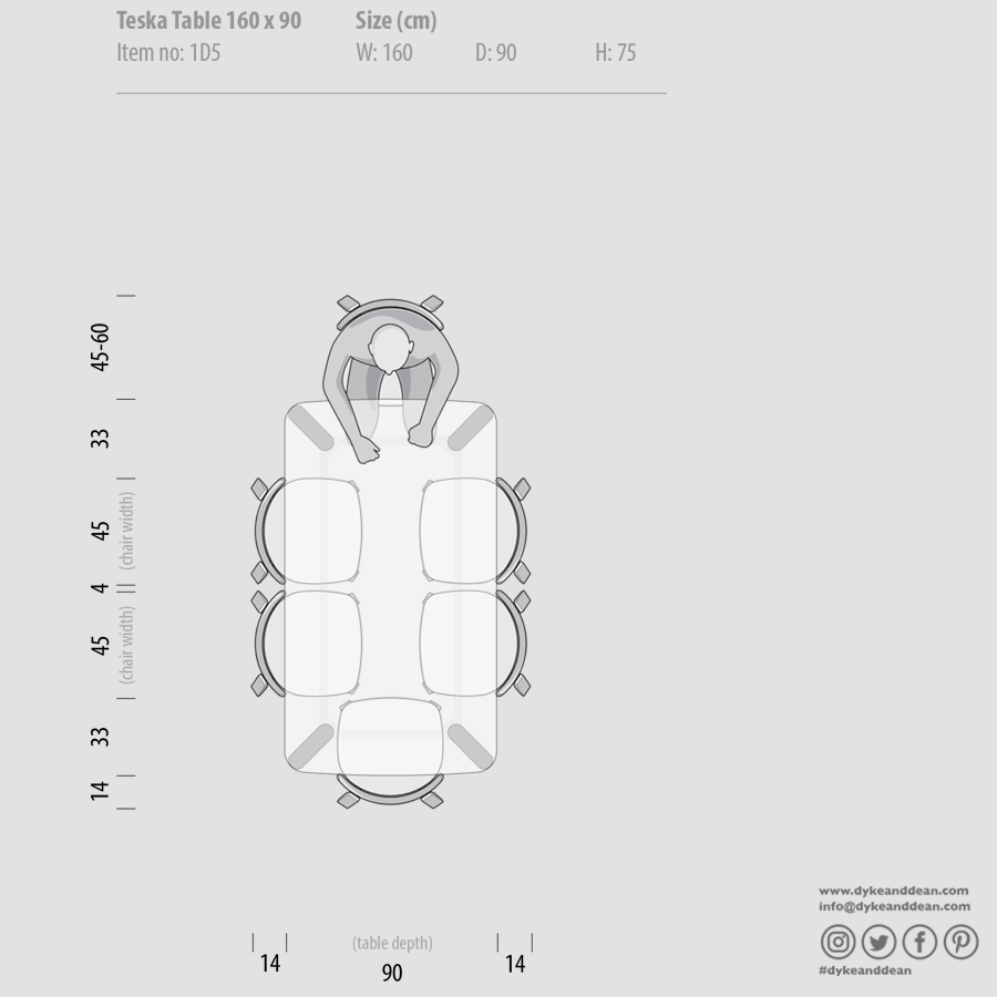 GAZZDA TESKA OAK DINING TABLE 160 X 90 - DYKE & DEAN