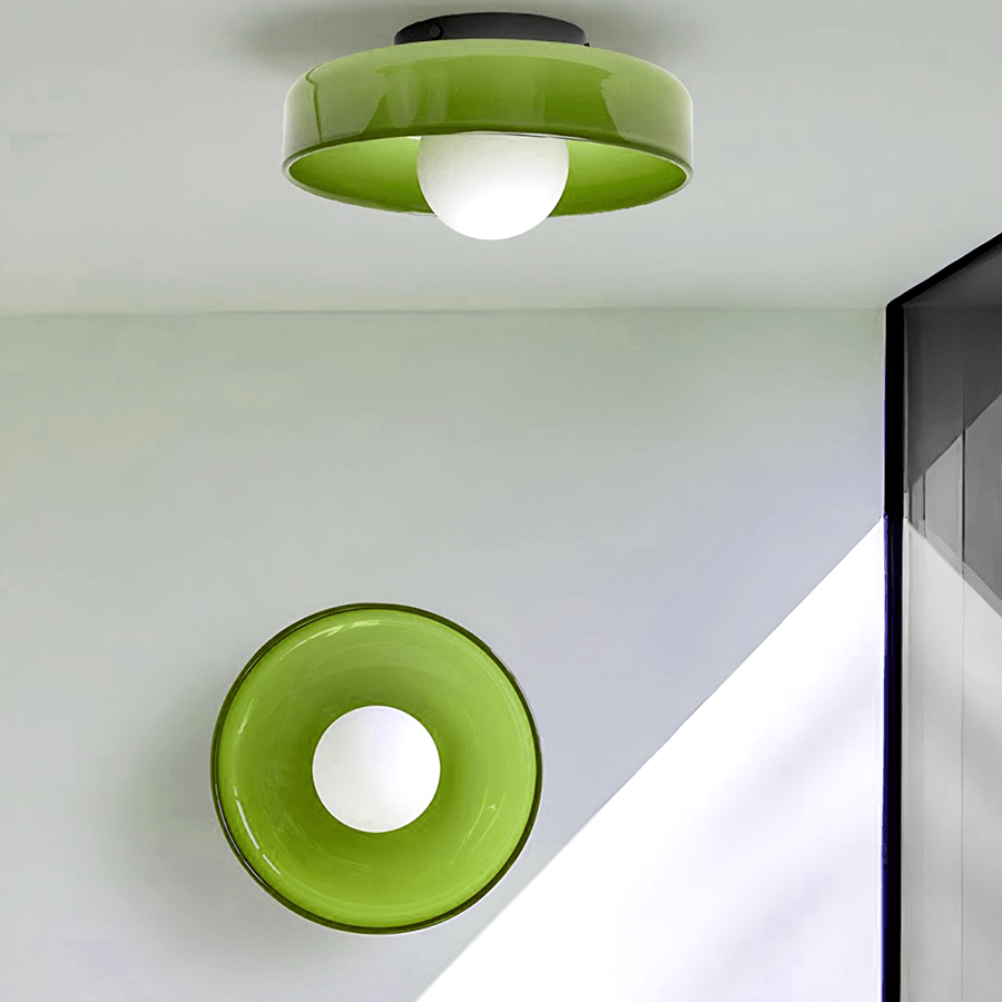 GLASS DISC WALL LIGHT APPLE GREEN 350mm - DYKE & DEAN