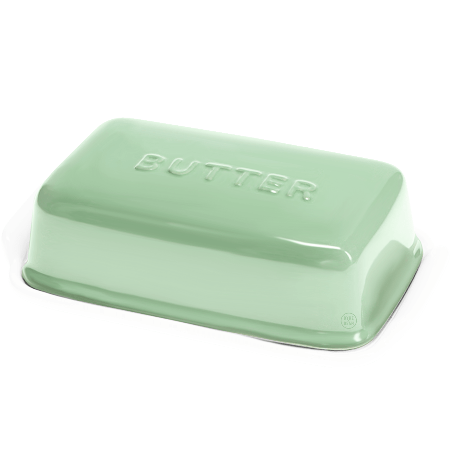 GREEN CERAMIC BUTTER DISH - DYKE & DEAN