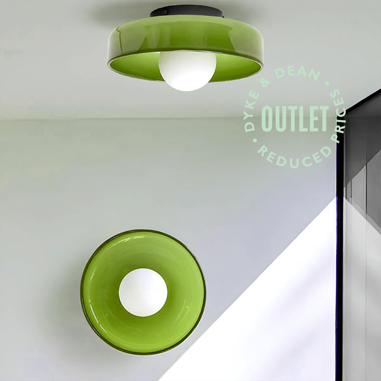 GREEN GLASS SCONCE WALL LIGHT SMALL OUTLET - DYKE & DEAN