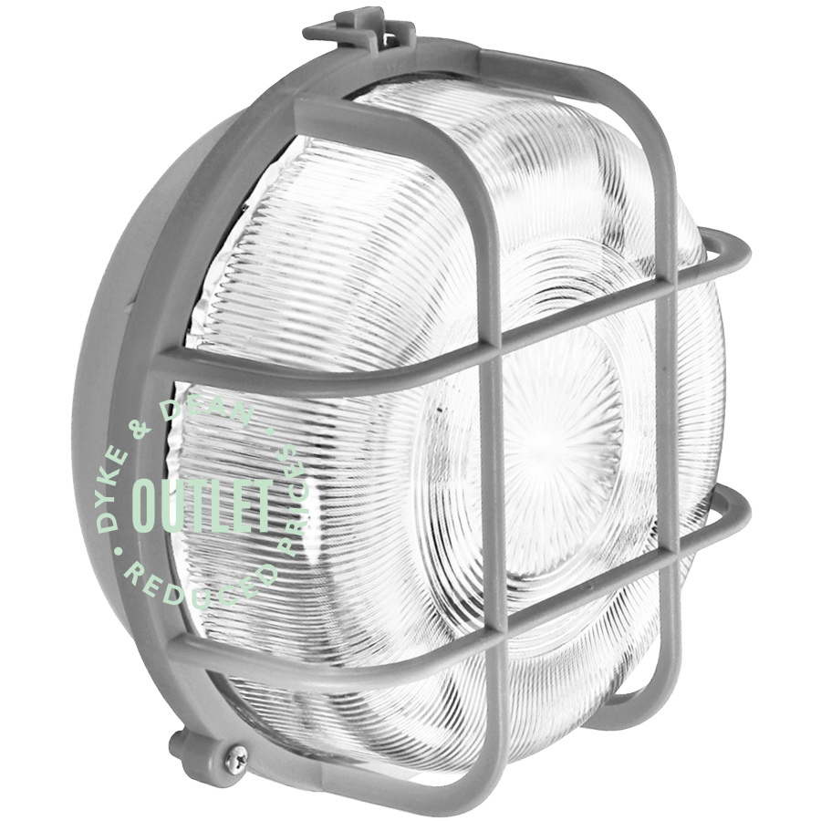 GREY PLASTIC ROUND BULKHEAD LAMP OUTLET - DYKE & DEAN