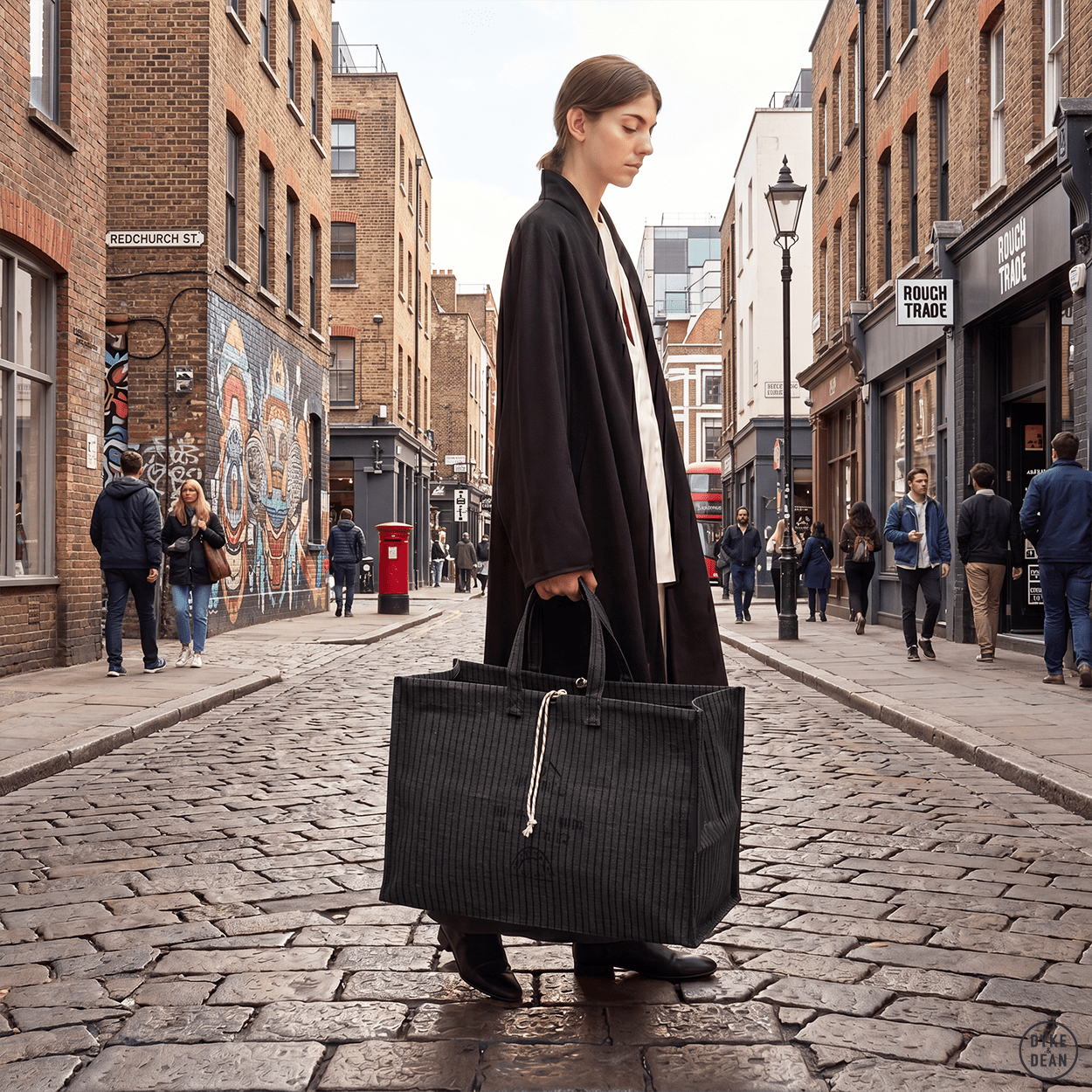 GREY WIDE WAXED COTTON BAG - DYKE & DEAN