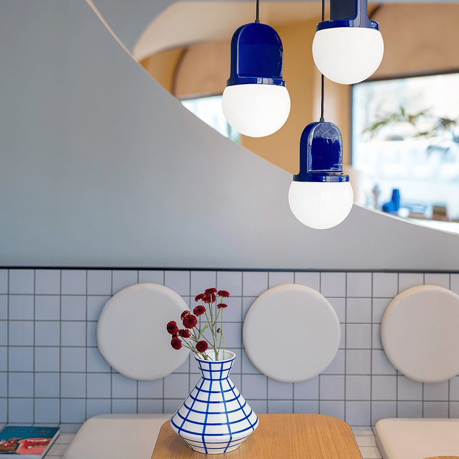 HABEA CERAMIC PENDANT LIGHT OPAL GLASS - DYKE & DEAN