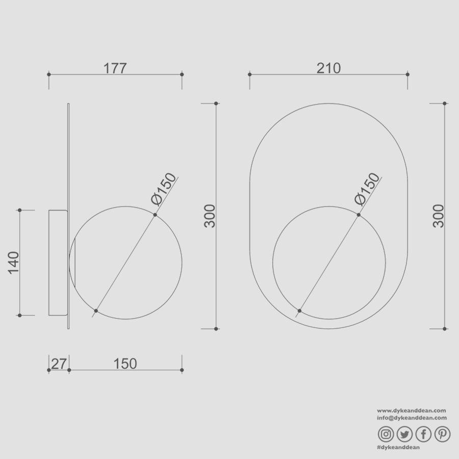 HANEA BRASS WATERPROOF GLOBE WALL LIGHT - DYKE & DEAN