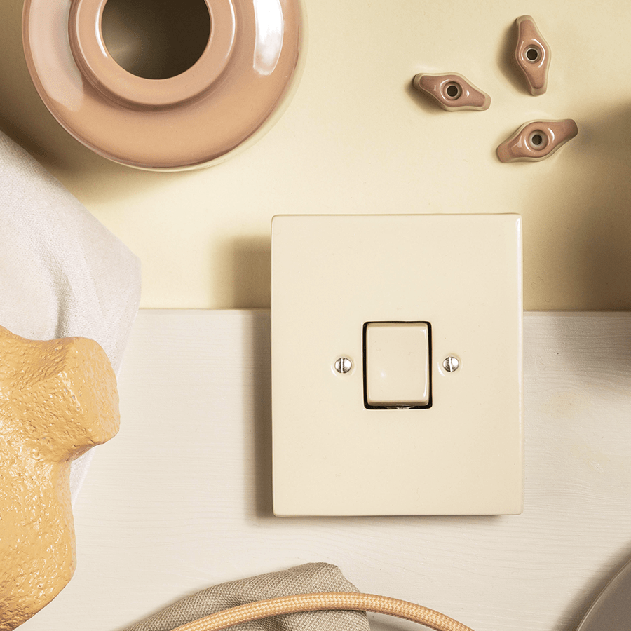 KATY PATY PORCELAIN PLATE 2 PIN EURO WALL SOCKET CARROT - DYKE & DEAN