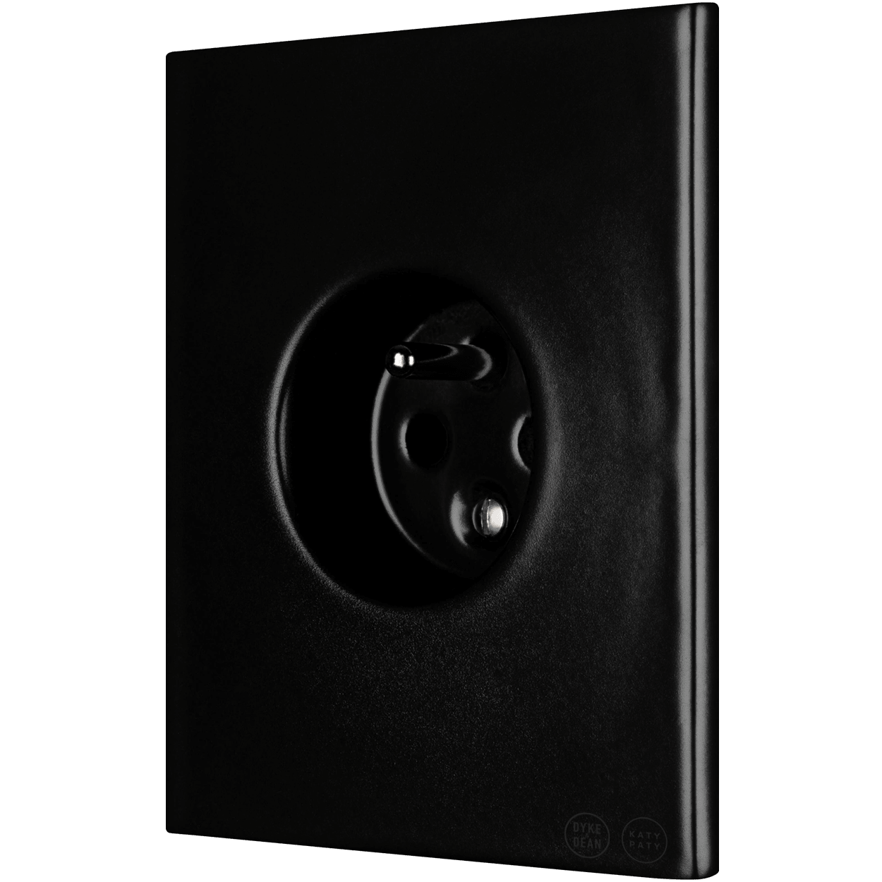 KATY PATY PORCELAIN PLATE 2 PIN EURO WALL SOCKET MATTE BLACK - DYKE & DEAN
