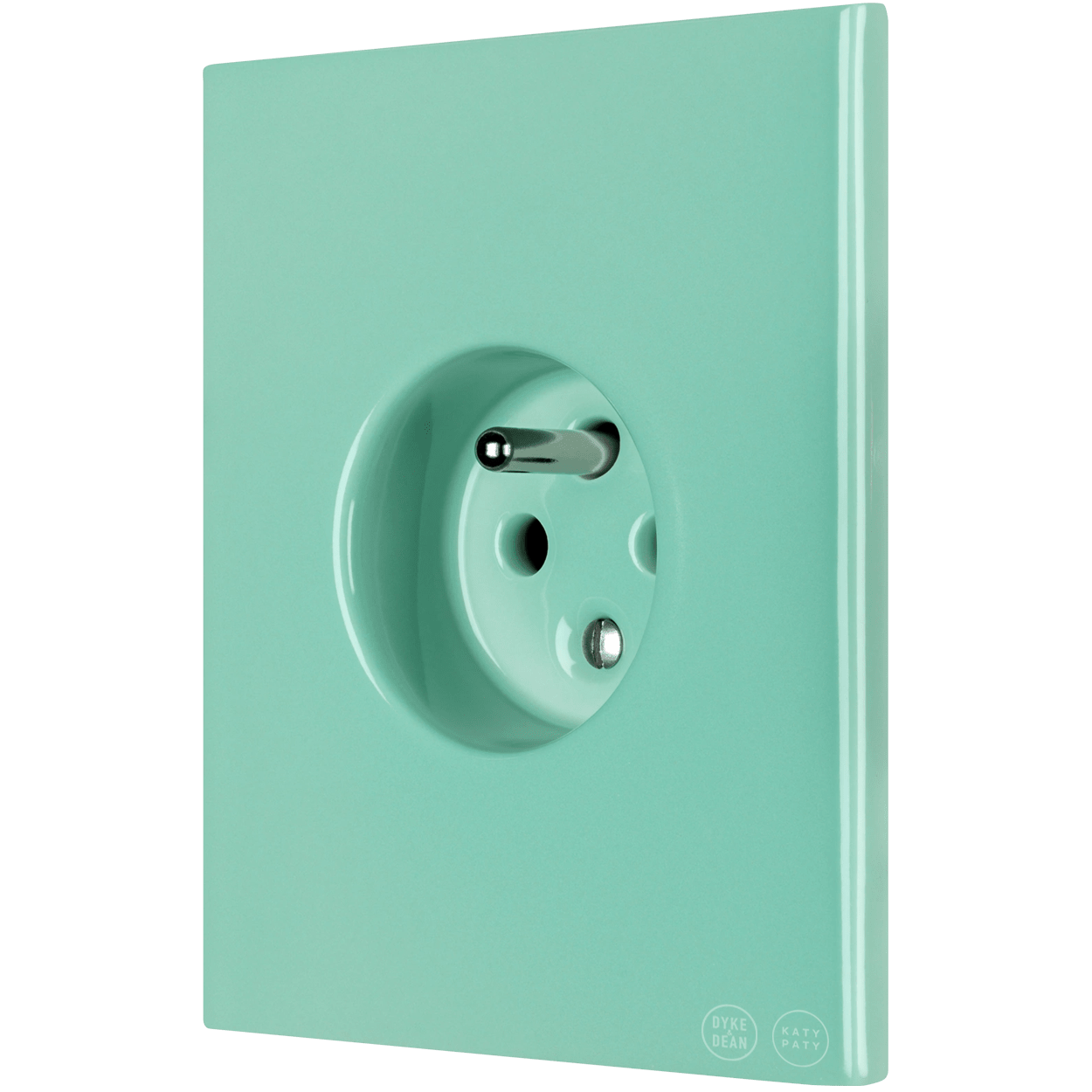 KATY PATY PORCELAIN PLATE 2 PIN EURO WALL SOCKET MINT GREEN - DYKE & DEAN