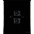KATY PATY PORCELAIN PLATE DOUBLE PC/ USB WALL SOCKET BLACK - DYKE & DEAN