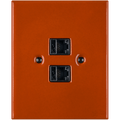 KATY PATY PORCELAIN PLATE DOUBLE PC/ USB WALL SOCKET BRICK RED - DYKE & DEAN