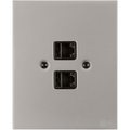 KATY PATY PORCELAIN PLATE DOUBLE PC/ USB WALL SOCKET GREY - DYKE & DEAN