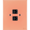 KATY PATY PORCELAIN PLATE DOUBLE PC/ USB WALL SOCKET SALMON PINK - DYKE & DEAN
