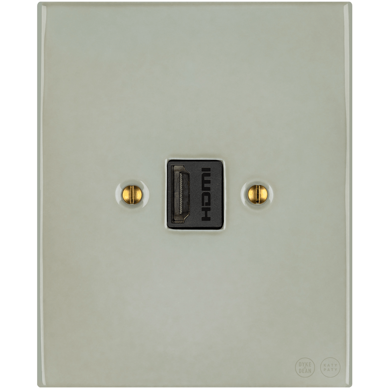 KATY PATY PORCELAIN PLATE HDMI WALL SOCKET GREY GREEN - DYKE & DEAN