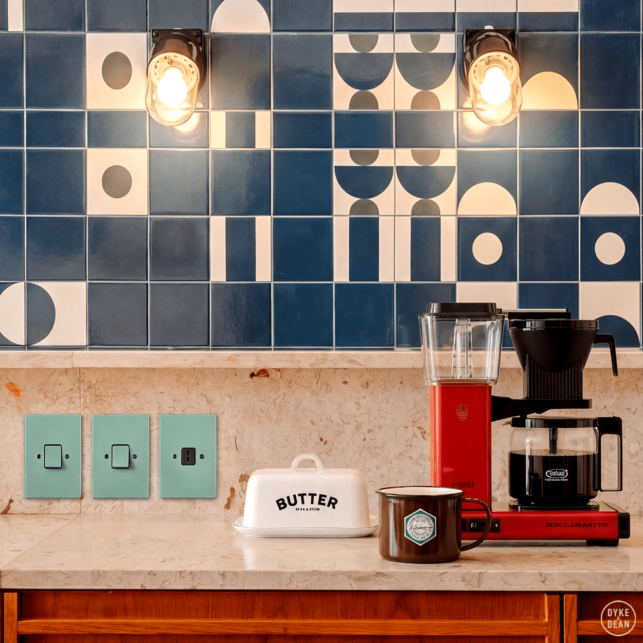 KATY PATY PORCELAIN PLATE WALL CABLE GLAND SOCKET MINT GREEN - DYKE & DEAN