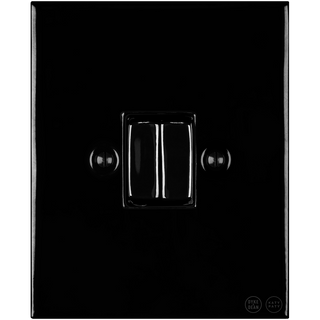 KATY PATY PORCELAIN PLATE WALL LIGHT SWITCH DOUBLE BLACK - DYKE & DEAN
