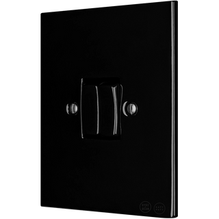 KATY PATY PORCELAIN PLATE WALL LIGHT SWITCH DOUBLE BLACK - DYKE & DEAN