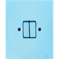 KATY PATY PORCELAIN PLATE WALL LIGHT SWITCH DOUBLE PASTEL BLUE - DYKE & DEAN