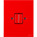 KATY PATY PORCELAIN PLATE WALL LIGHT SWITCH DOUBLE RED - DYKE & DEAN