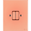 KATY PATY PORCELAIN PLATE WALL LIGHT SWITCH DOUBLE SALMON PINK - DYKE & DEAN