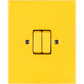 KATY PATY PORCELAIN PLATE WALL LIGHT SWITCH DOUBLE YELLOW - DYKE & DEAN