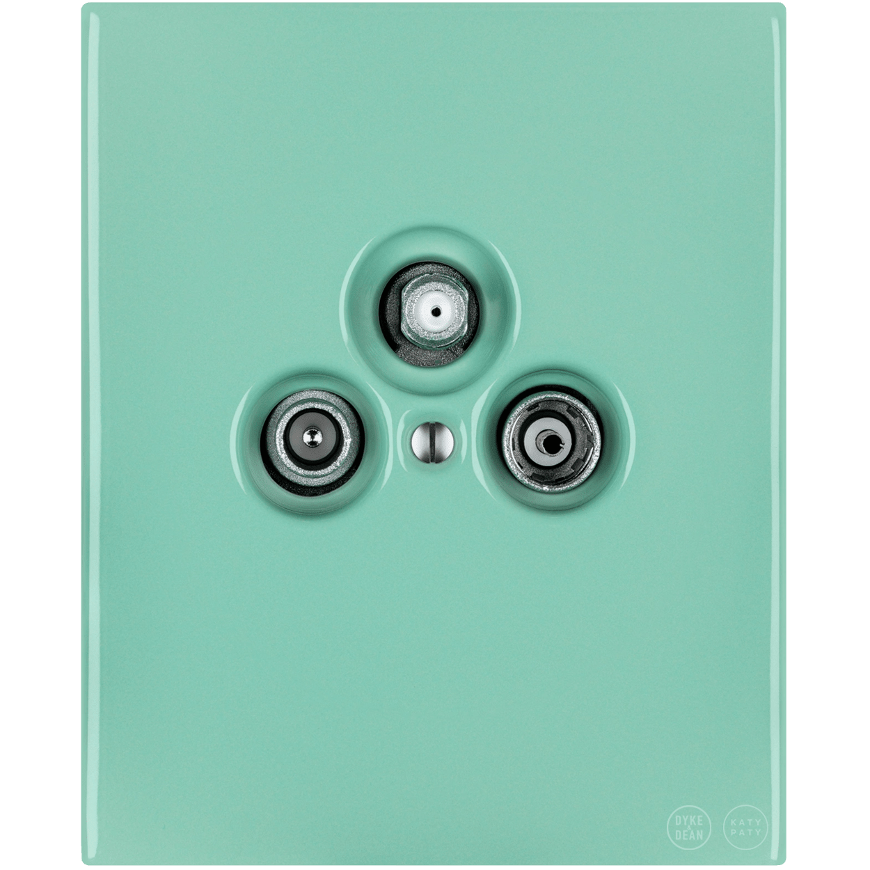 KATY PATY PORCELAIN PLATE WALL SOCKET TV ANTENNA MINT GREEN - DYKE & DEAN