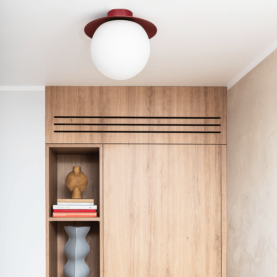 KUUL C WATERPROOF CEILING GLOBE LIGHT BURGUNDY - DYKE & DEAN