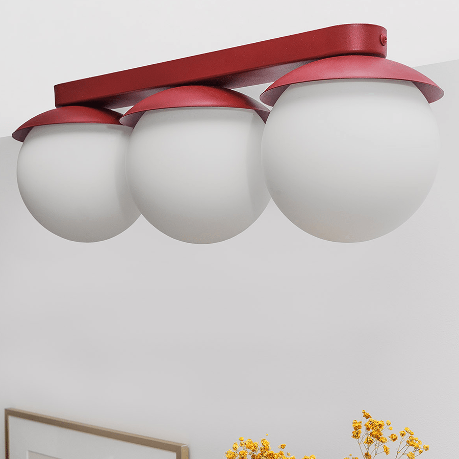 KUUL WATERPROOF CEILING 3 GLOBE LIGHT BURGUNDY - DYKE & DEAN