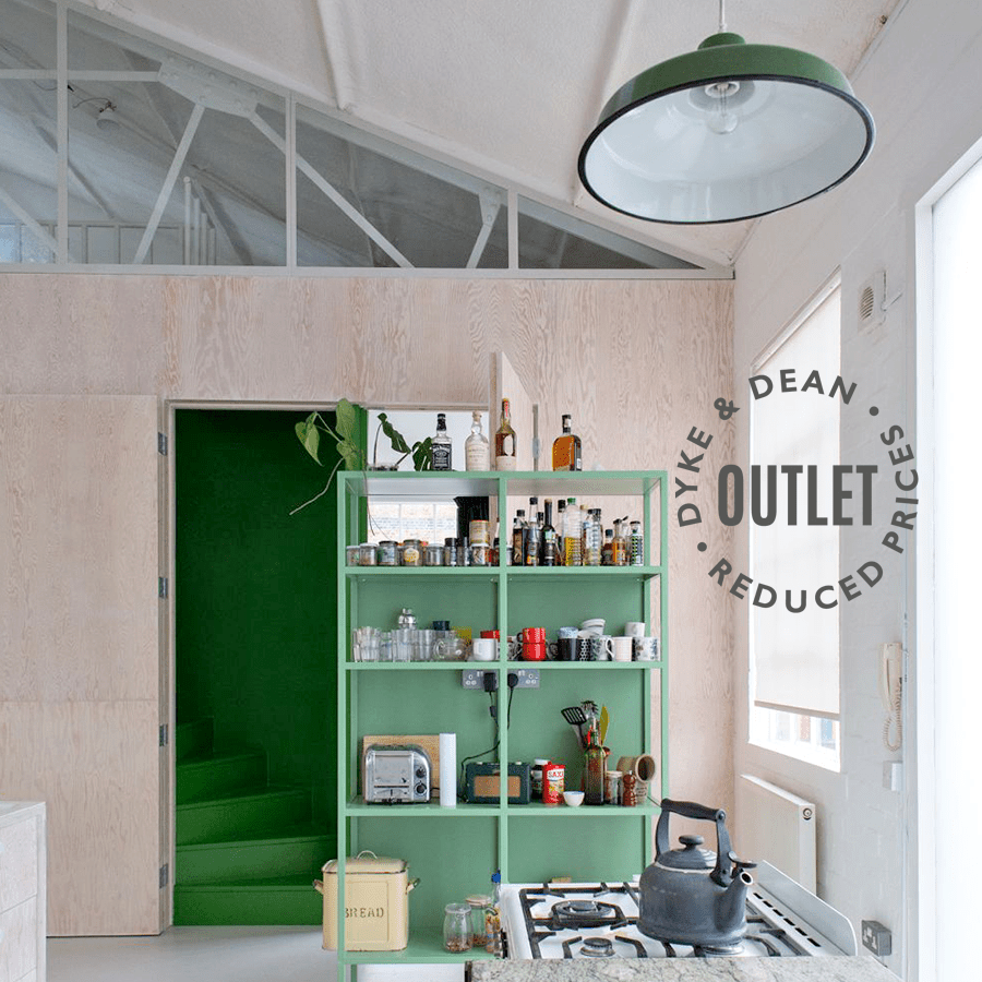 LARGE GREEN ENAMEL LIGHT SHADE OUTLET - DYKE & DEAN