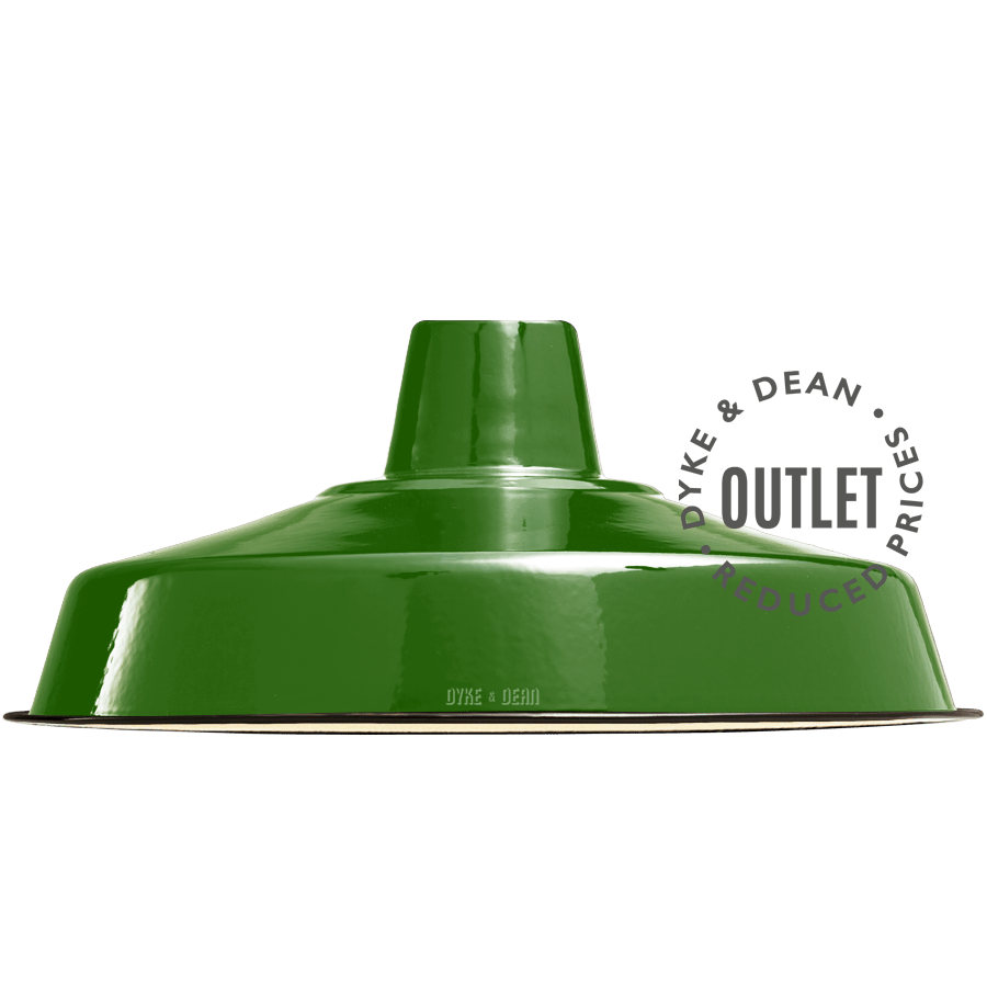 LARGE GREEN ENAMEL LIGHT SHADE OUTLET - DYKE & DEAN