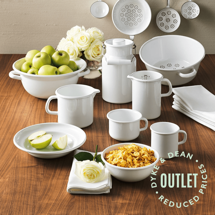 LARGE WHITE ENAMEL RIESS 10CM MUG - DYKE & DEAN