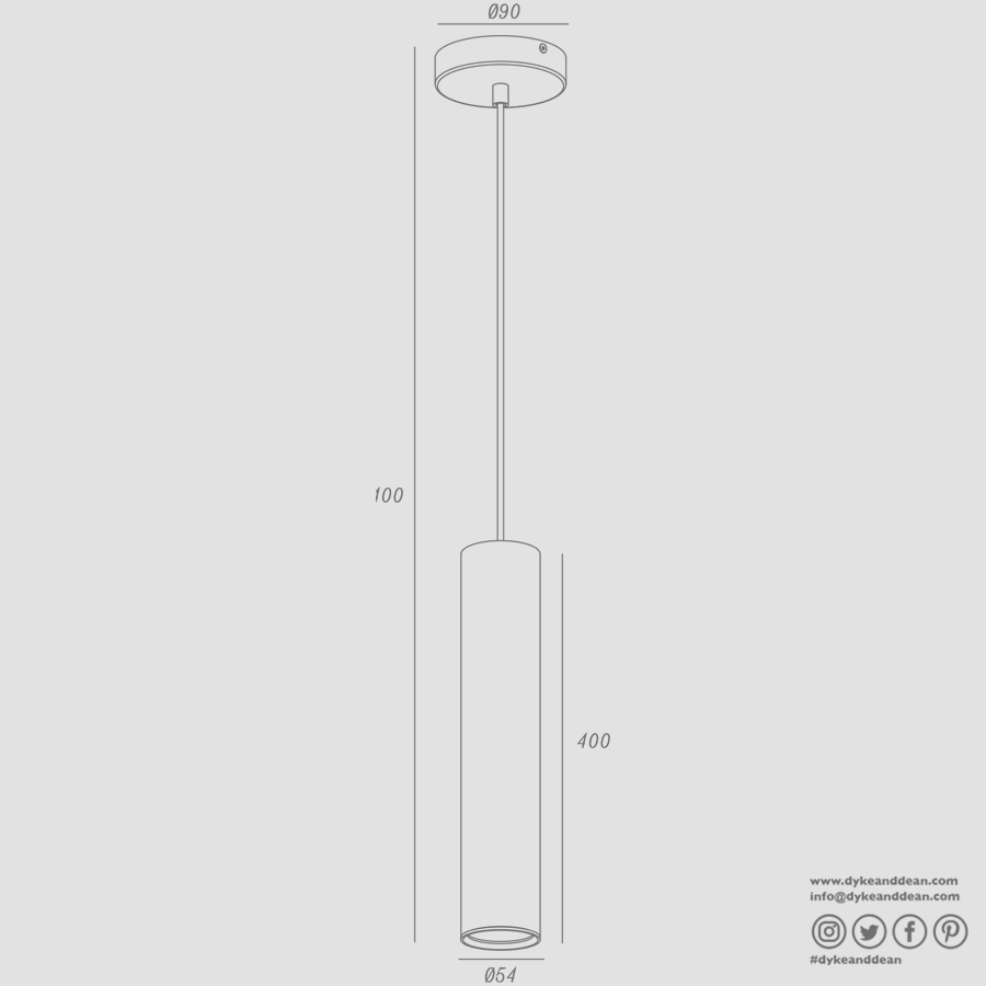 METAL TUBE BATON PENDANT LIGHT LONG BLACK TUBE PENDANT - DYKE & DEAN