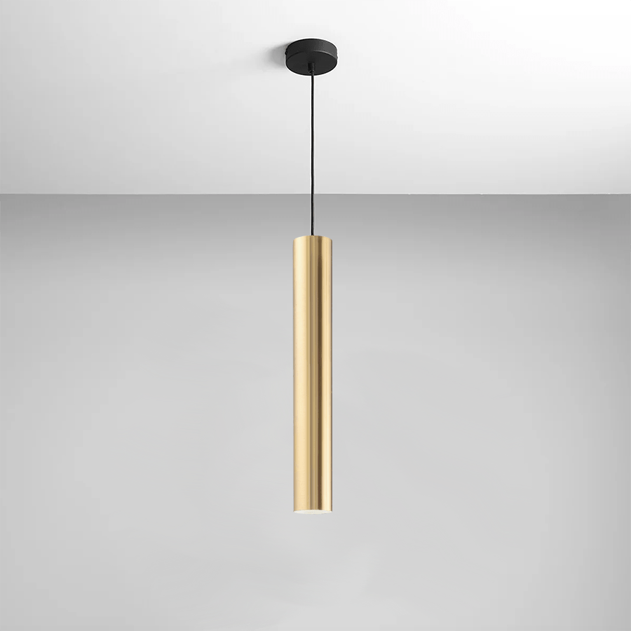 METAL TUBE BATON PENDANT LIGHT LONG BRASS TUBE PENDANT - DYKE & DEAN