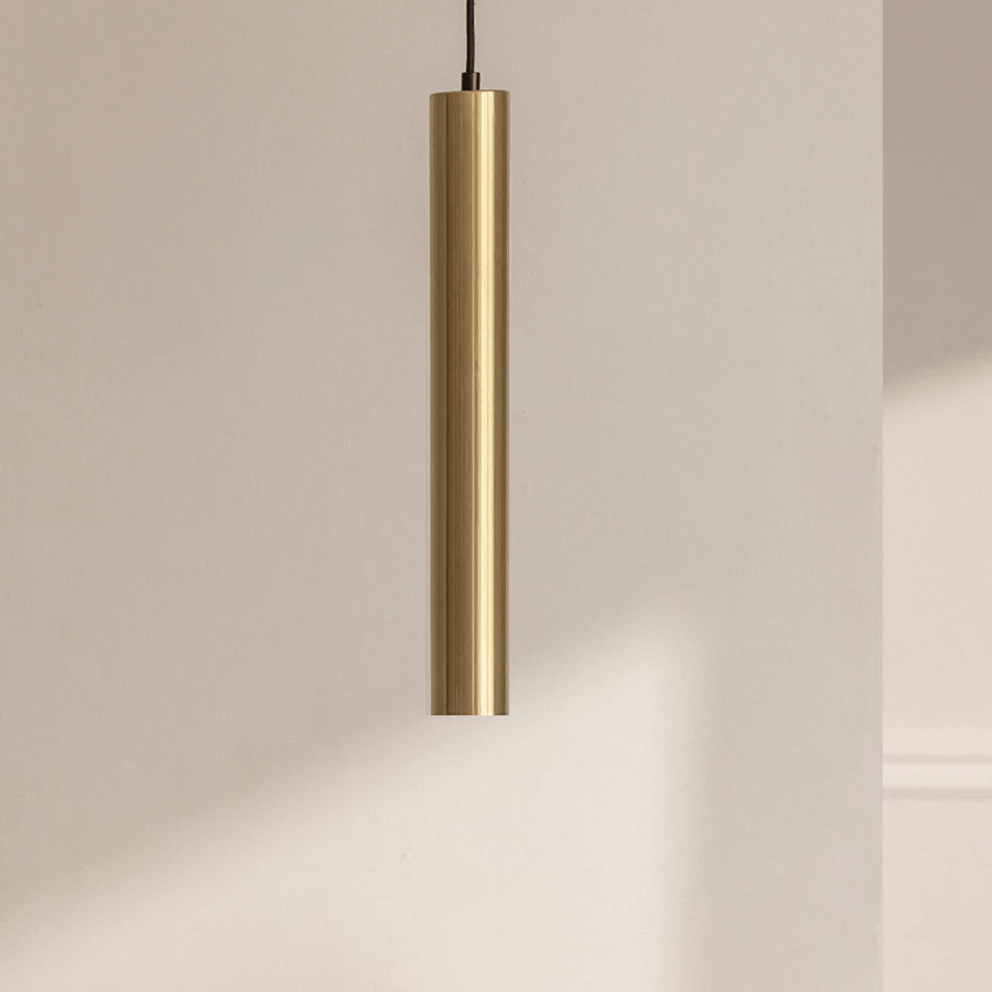 METAL TUBE BATON PENDANT LIGHT LONG BRASS TUBE PENDANT - DYKE & DEAN