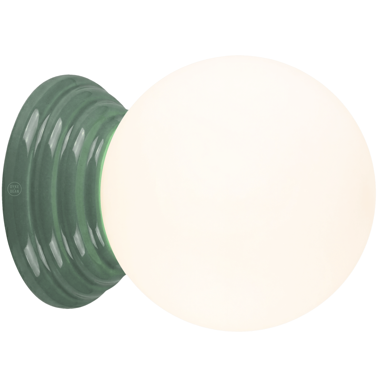 MOSS GREEN CERAMIC SCONCE WATERPROOF OPAL GLOBE WALL LIGHT - DYKE & DEAN