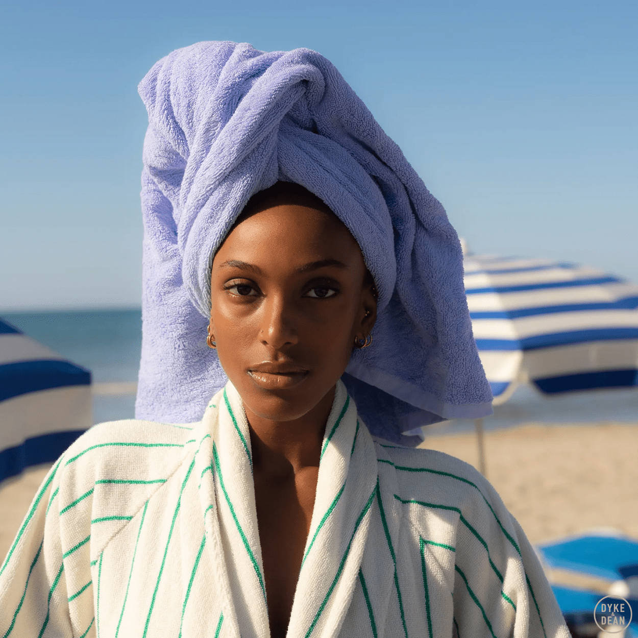 NARAM BATH ROBE PURE WHITE & GRASS - DYKE & DEAN