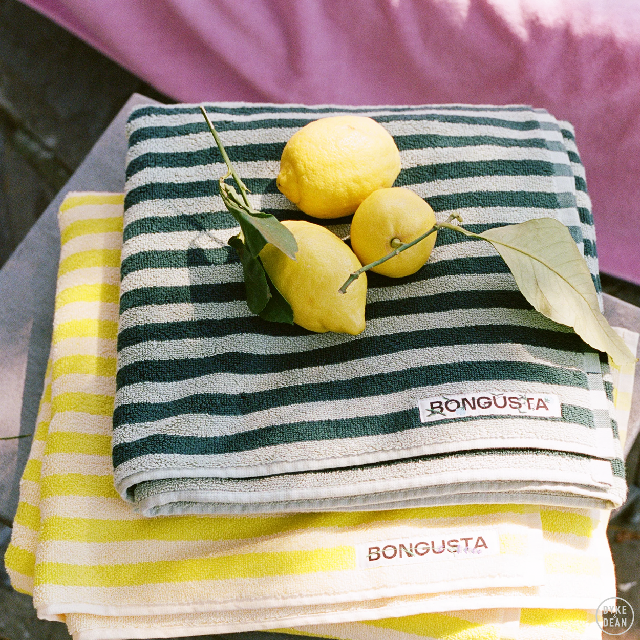 NARAM BATH TOWELS PRISTINE & NEON YELLOW - DYKE & DEAN