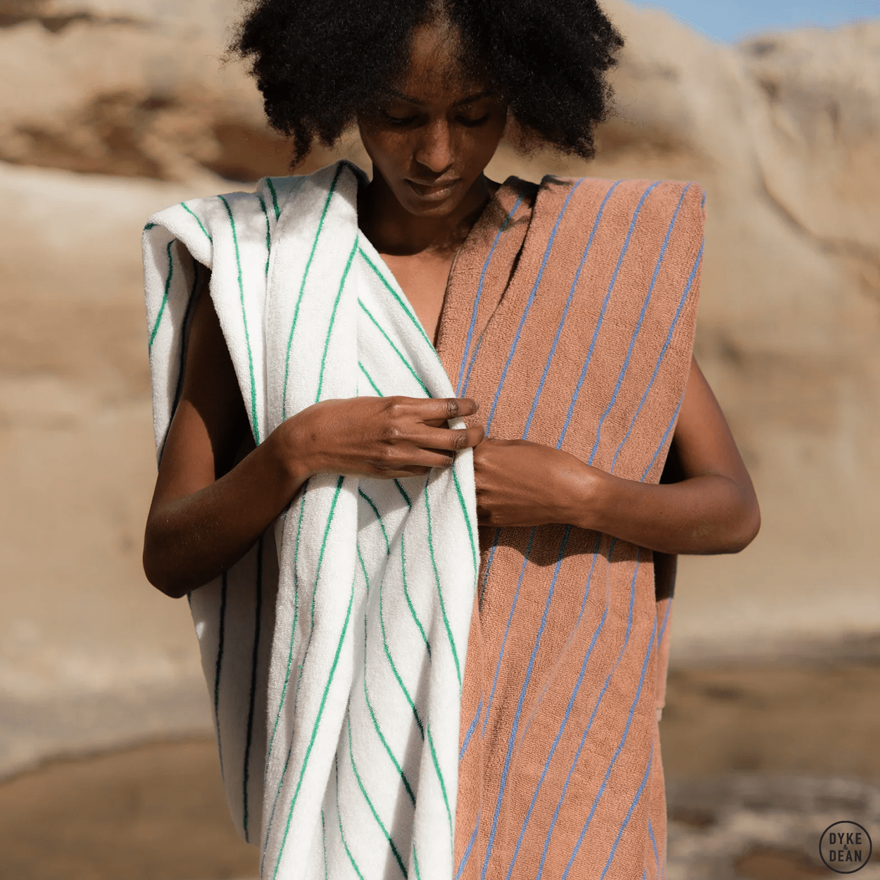 NARAM BATH TOWELS PURE WHITE & GRASS - DYKE & DEAN