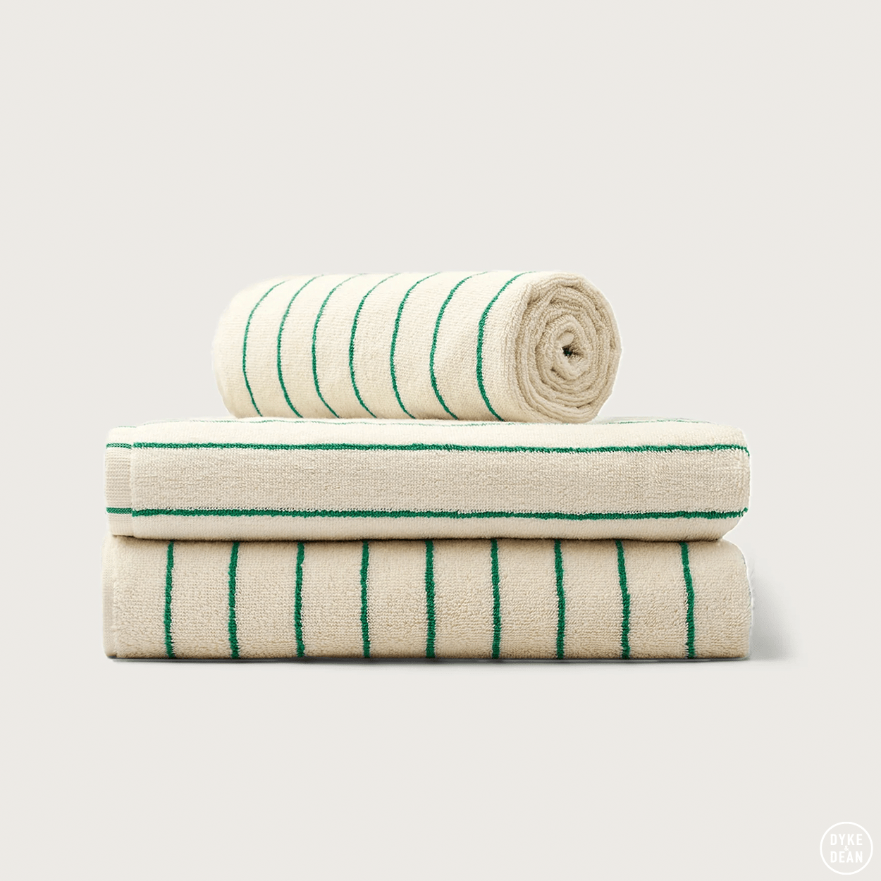 NARAM BATH TOWELS PURE WHITE & GRASS - DYKE & DEAN
