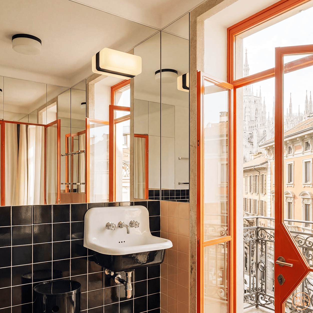 OPAL BATHROOM BLOCK MIRROR LIGHT BLACK - DYKE & DEAN