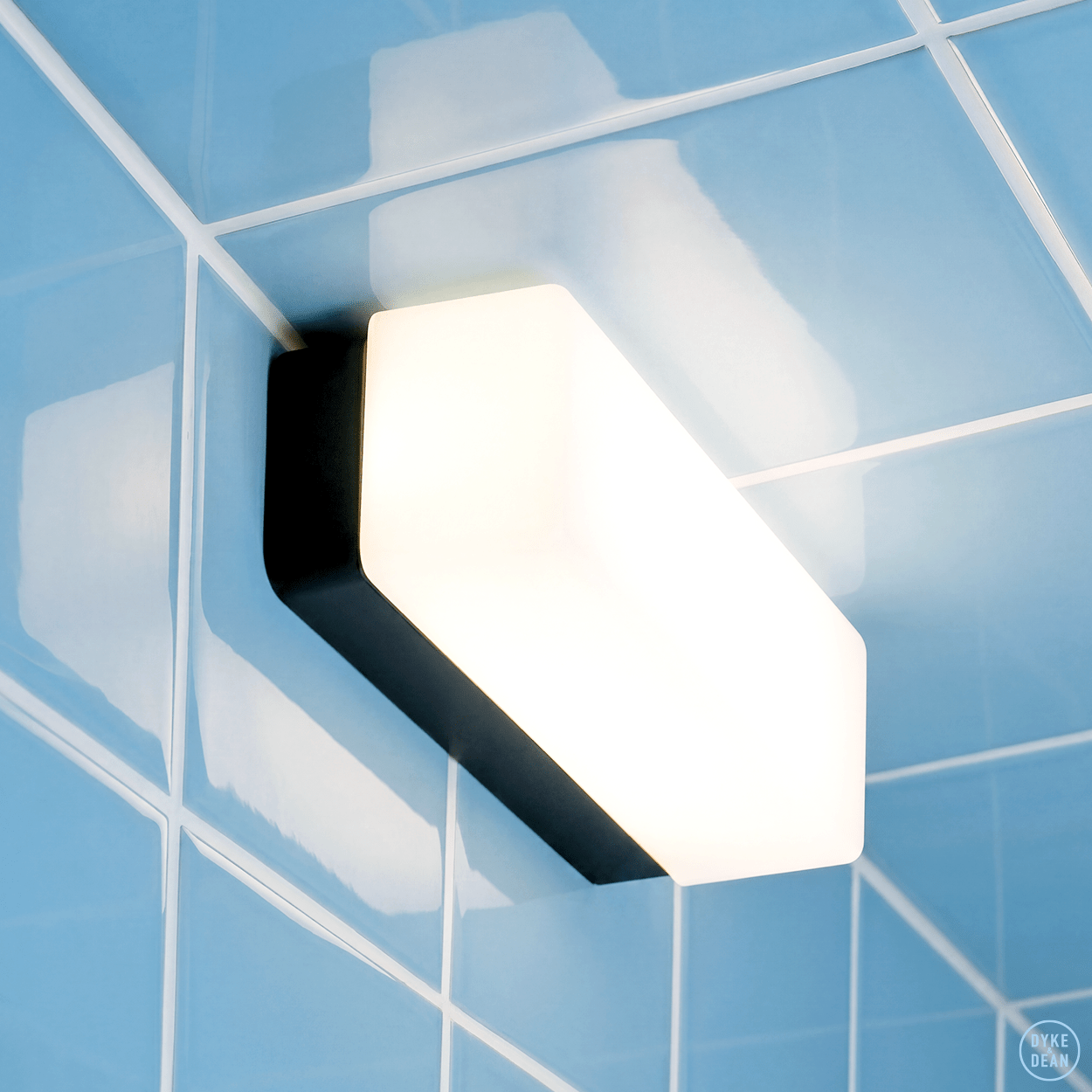 OPAL BATHROOM BLOCK MIRROR LIGHT BLACK LONG - DYKE & DEAN