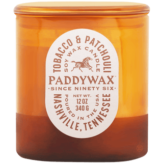 PADDYWAX VISTA LARGE AMBER GLASS CANDLE TOBACCO & PATCHOULI - DYKE & DEAN
