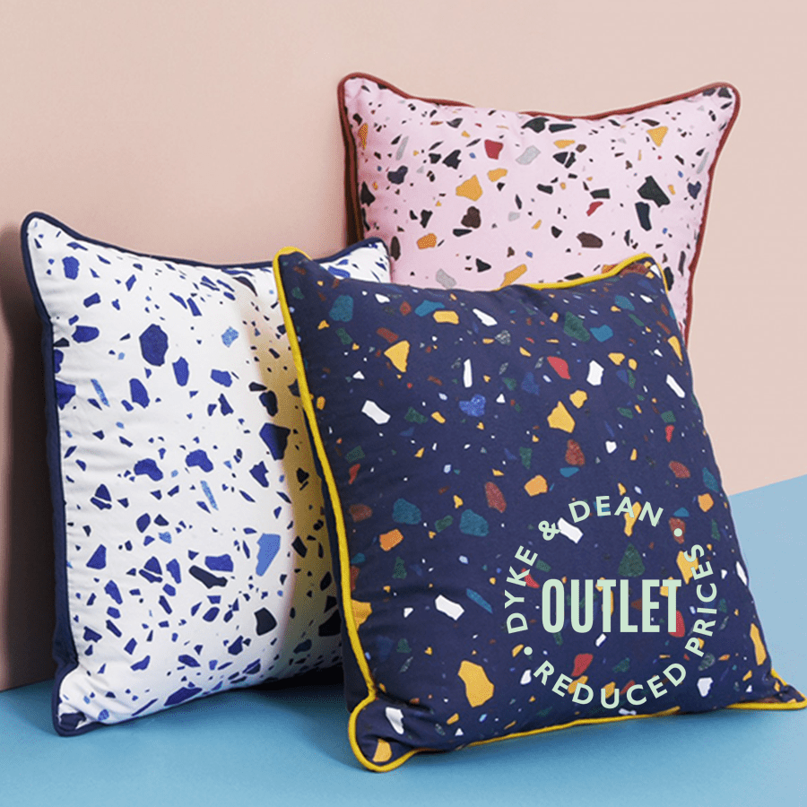 PINK & MULTI COLOUR TERRAZZO SQUARE CUSHION OUTLET - DYKE & DEAN