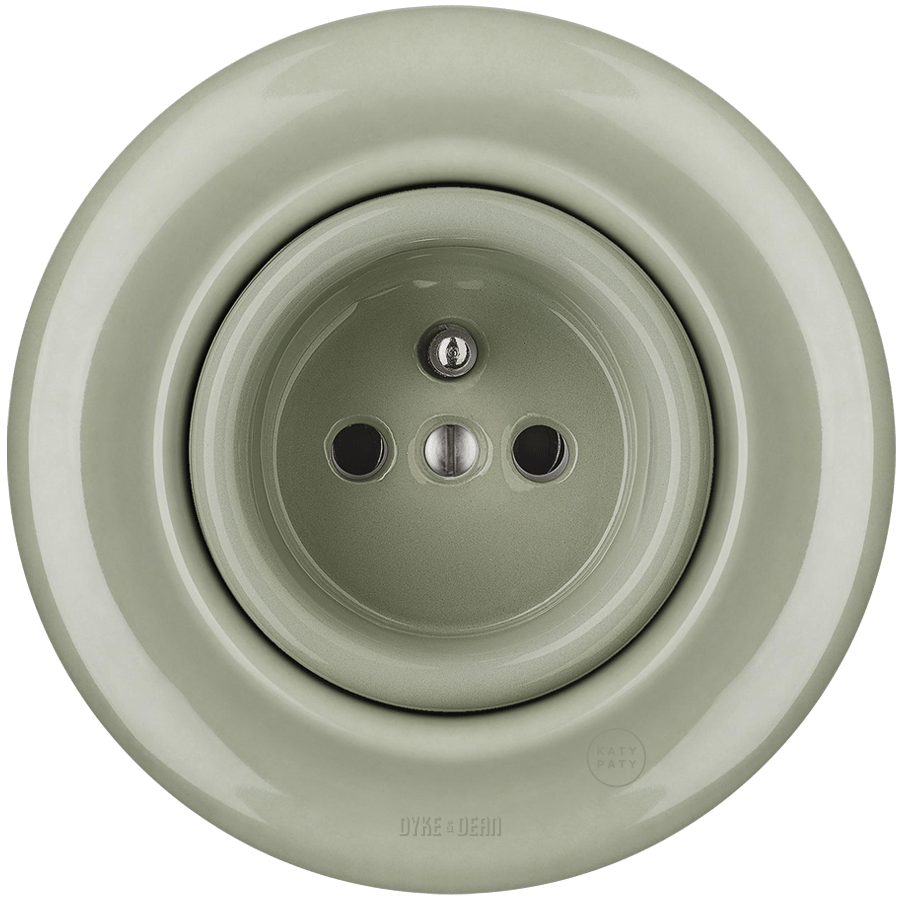 PORCELAIN 2 PIN WALL SOCKET GREY GREEN - DYKE & DEAN