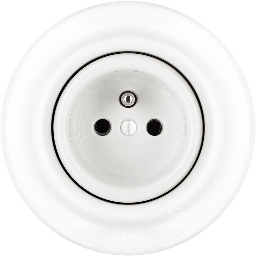 PORCELAIN 2 PIN WALL SOCKET WHITE - DYKE & DEAN