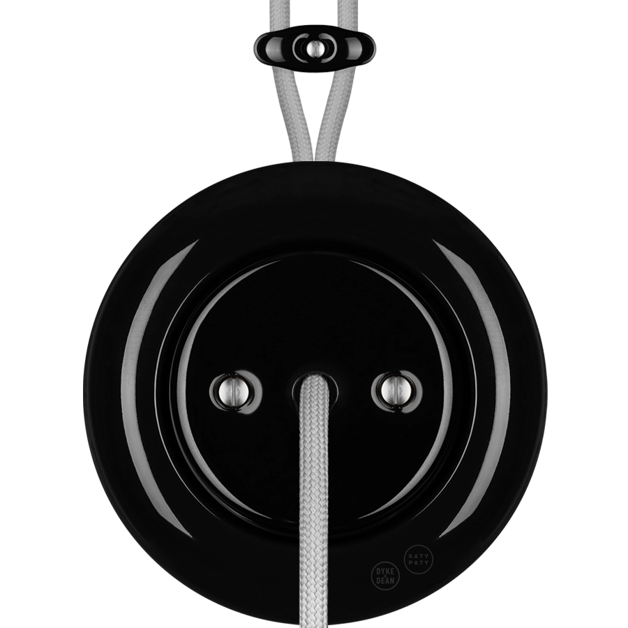 PORCELAIN KATY PATY COLONA ROUND SURFACE MOUNTED CABLE GLAND SOCKET BLACK - DYKE & DEAN