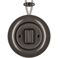 PORCELAIN KATY PATY COLONA ROUND SURFACE MOUNTED DOUBLE SLIM BUTTON SWITCH BROWN - DYKE & DEAN