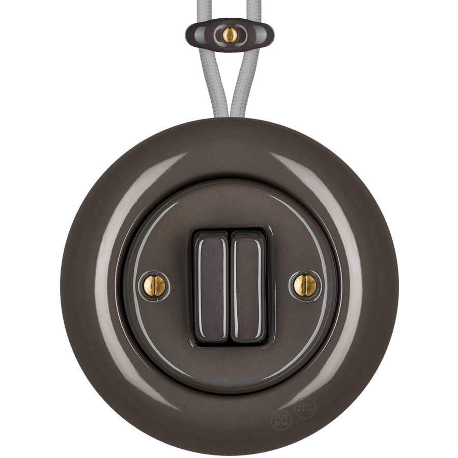 Double Button Components PORCELAIN KATY PATY COLONA ROUND SURFACE MOUNTED DOUBLE SLIM BUTTON ...