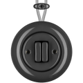 PORCELAIN KATY PATY COLONA ROUND SURFACE MOUNTED DOUBLE SLIM BUTTON SWITCH DARK GREY - DYKE & DEAN