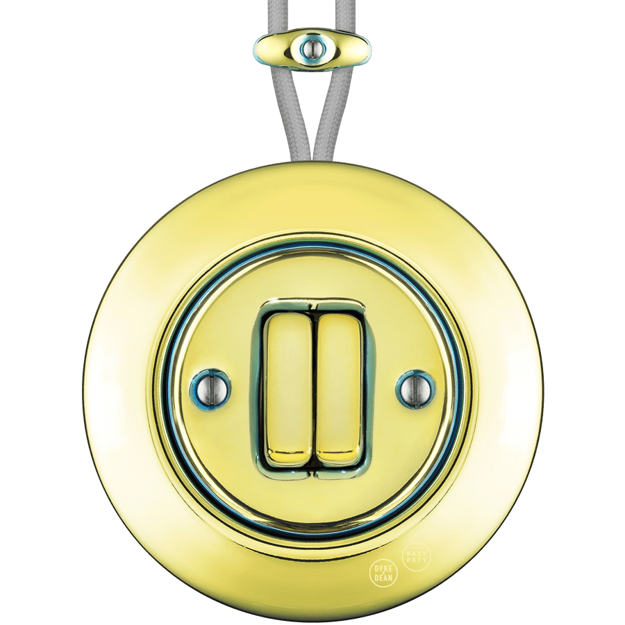 PORCELAIN KATY PATY COLONA ROUND SURFACE MOUNTED DOUBLE SLIM BUTTON SWITCH LUCEDO - DYKE & DEAN