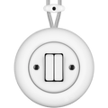PORCELAIN KATY PATY COLONA ROUND SURFACE MOUNTED DOUBLE SLIM BUTTON SWITCH MATTE WHITE - DYKE & DEAN