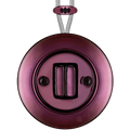 PORCELAIN KATY PATY COLONA ROUND SURFACE MOUNTED DOUBLE SLIM BUTTON SWITCH PURPLE - DYKE & DEAN